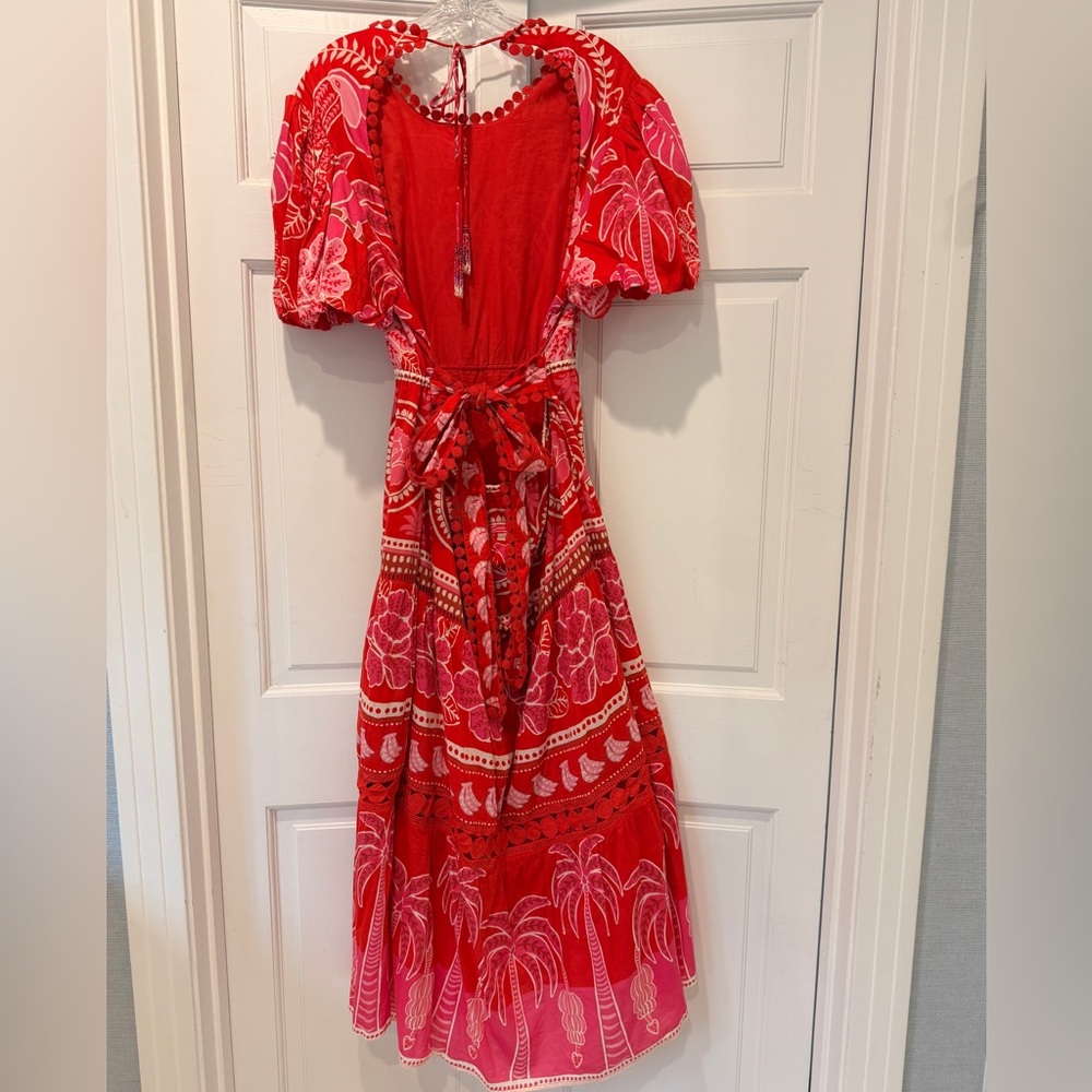 *Like New* FARM Rio Anthro Tropical Open Back Midi Vacation Resort Dress Size L - Picture 12 of 16